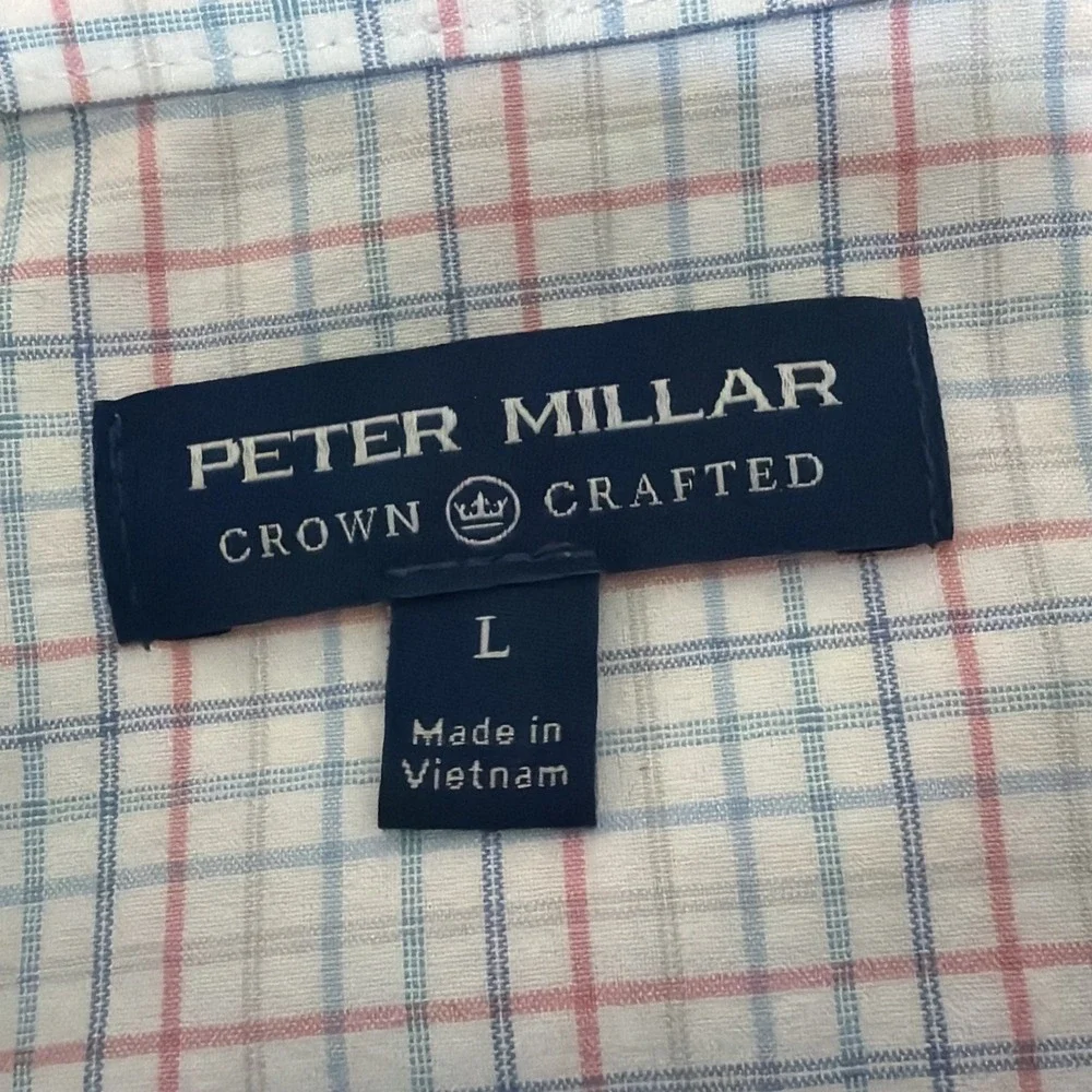 Peter Millar Crown Crafted Shirt Mens Large Long Sleeve Button Down Squares